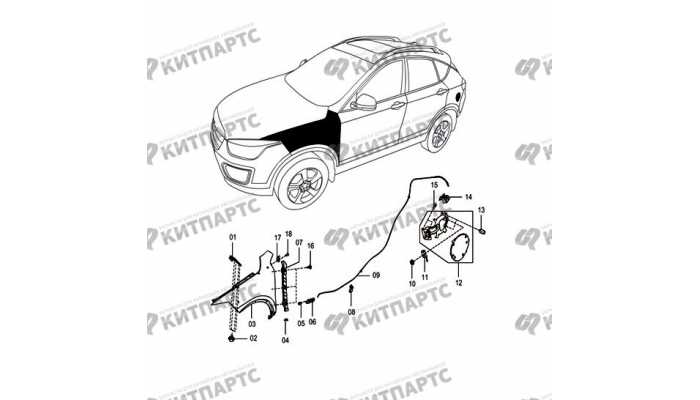 Крыло и лючок бензобака FAW Besturn X80